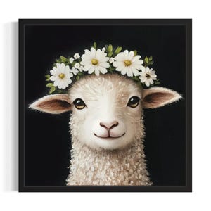 Sheep Nursery Animal Poster Art Print, Living Room Wall Art Poster, Original Painting Artwork Decor