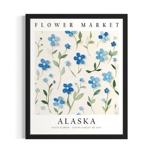 Alaska State Flower Market Poster Art Print, Living Room Wall Art Poster, Original Painting Artwork Decor