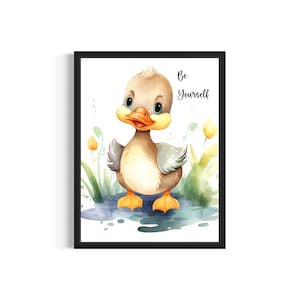 Duck Nursery Decor Art Print Poster, Baby Room Animal Watercolor Decor
