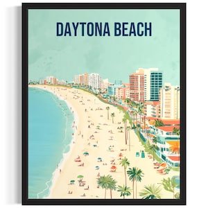 Daytona Beach Poster Art Print, Living Room Wall Art Poster, Original Painting Artwork Decor