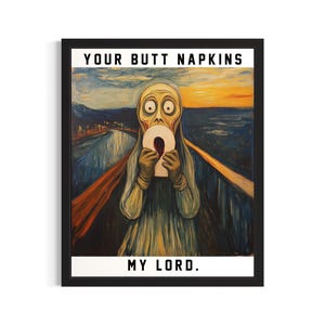 The Scream by Edward Munch Butt Napkins Animals Poster Art Print, Restroom Wall Art Poster, Original Painting Artwork Decor