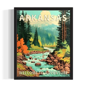 Arkansas Scenery States Art Print, Living Room Wall Art Poster, Original Painting Artwork Decor