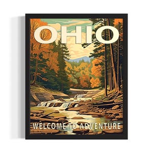 Ohio Scenery States Poster Art Print, Living Room Wall Art Poster, Original Painting Artwork Decor