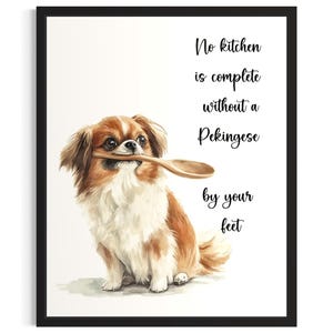 Pekingese Dog Kitchen Poster Art Print, Living Room Wall Art Poster, Original Painting Artwork Decor