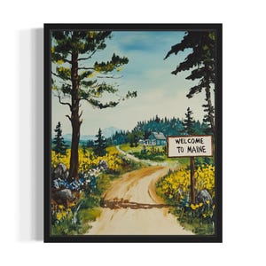 Maine Welcome States Art Print, Living Room Wall Art Poster, Original Painting Artwork Decor