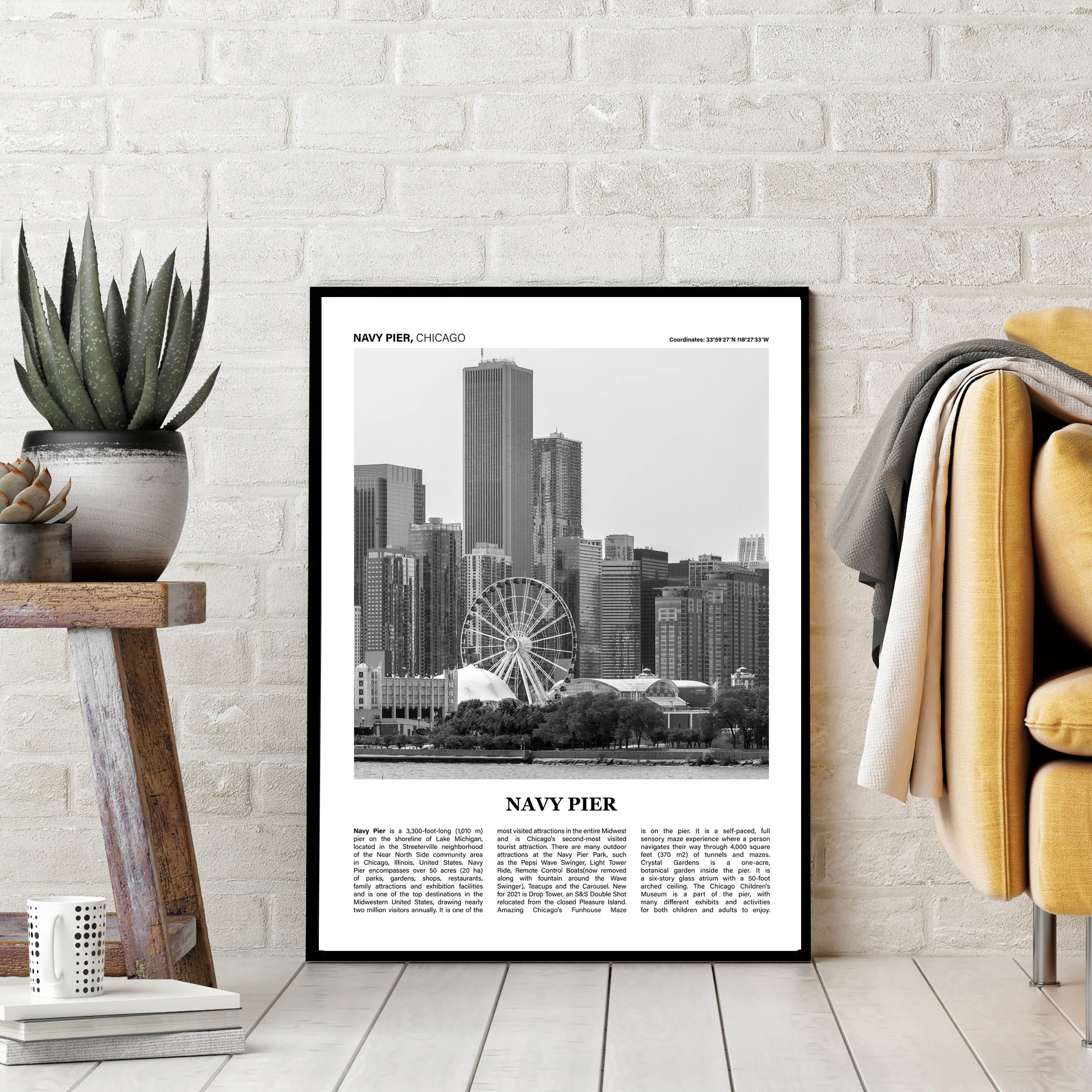 Navy Pier Chicago Black and White Print Navy Pier Chicago image