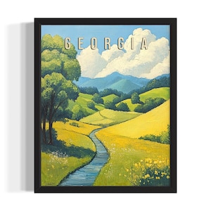 Georgia Summer States Art Print, woonkamer muurkunstposter, origineel schilderij artwork decor