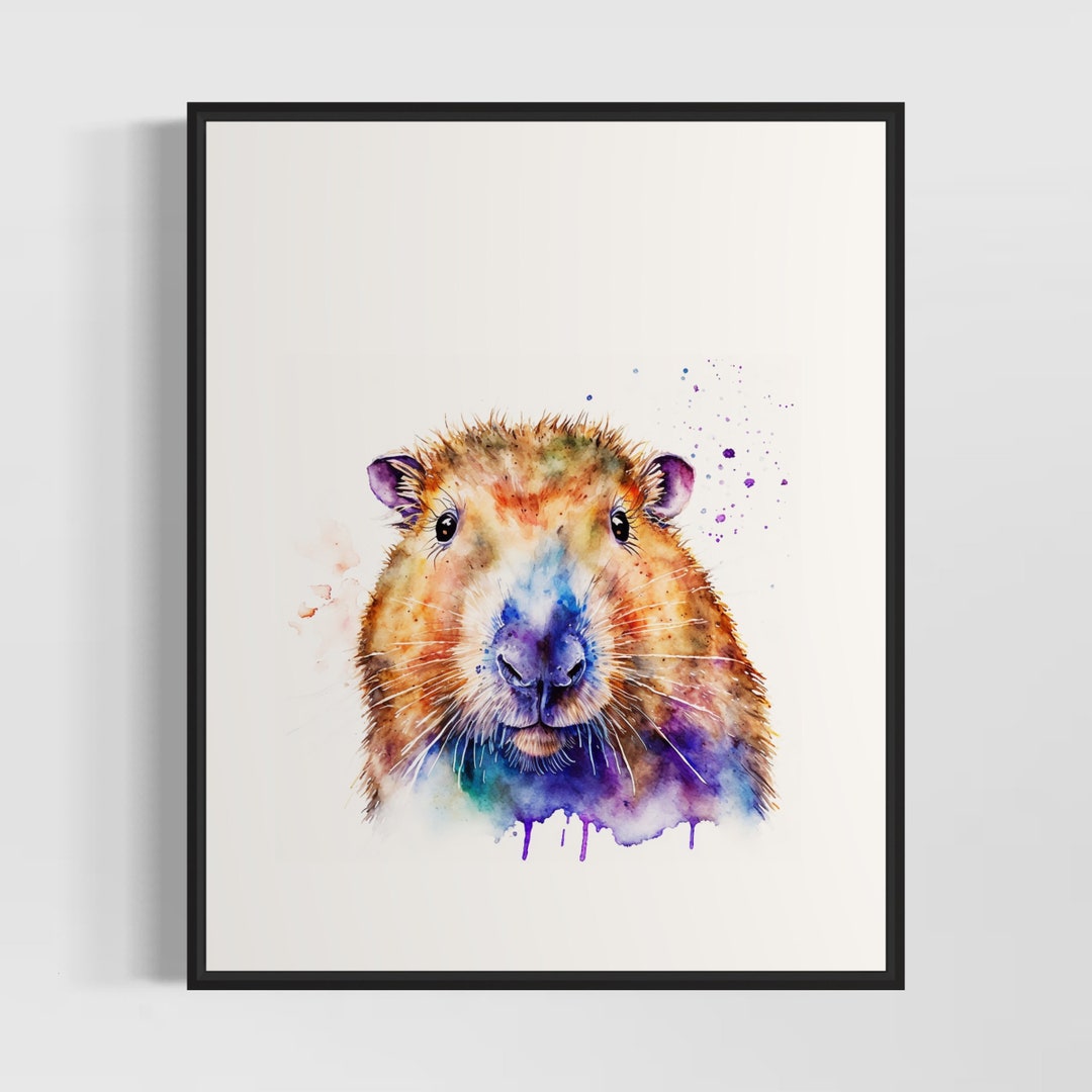 Capybara Watercolor Art Print, Capybara Painting Wall Art Decor ...