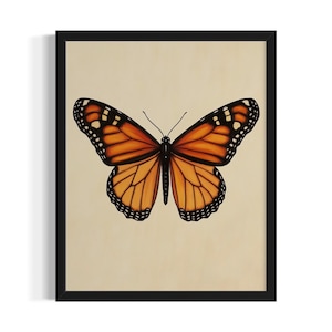 Monarch Butterfly Insects Poster Art Print, Kitchen Wall Art Poster, Original Painting Artwork Decor
