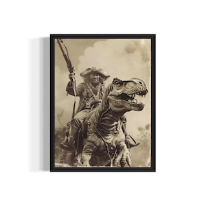 Dinosaurier Pirat Poster Art Print, Vintage Gothic Wand Kunst Malerei Dekor Foto