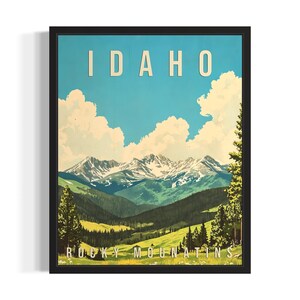 Idaho Rocky Mountains States Art Print, woonkamer muurkunstposter, origineel schilderij artwork decor