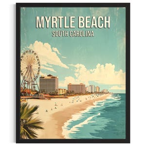 Myrtle Beach South Carolina USA Beach Poster Art Print, Living RoomWall Art Poster, Original Painting Artwork Decor