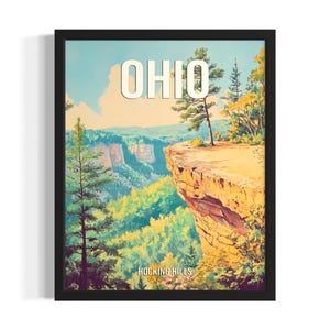 Ohio Hocking Hills States Poster Art Print, Living Room Wall Art Poster, Original Painting Artwork Decor
