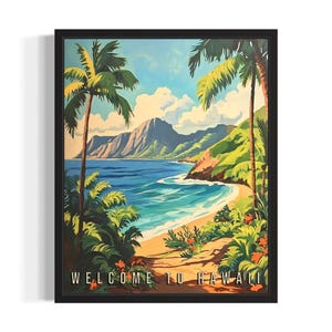 Hawaii Landschap Staten Art Print, woonkamer muurkunstposter, origineel schilderij artwork decor