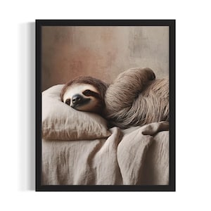 Sloth Animal Bedroom Poster Art Print, Bedroom Wall Art Poster, Original Painting Artwork Decor