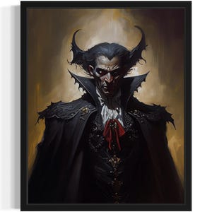 Böser schwarzer Zauberer Kunstdruck, Gruselige Gruselige Gothic Wand Kunst Gemälde Dekor Foto