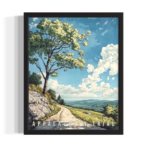 Connecticut Appalachian Trail States Art Print, Living Room Wall Art Poster, Original Painting Artwork Decor