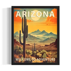 Arizona Scenery States Art Print, Living Room Wall Art Poster, Original Painting Artwork Decor