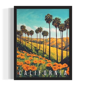 California Summer States Art Print, Living Room Wall Art Poster, Original Painting Artwork Decor