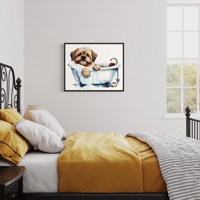 Dog in Bath Tub Watercolor Art Print Dog in Bath Tub Painting Etsy