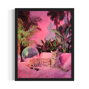 Panther Animal Disco Poster Art Print, Living Room Wall Art Poster, Original Painting Artwork Decor