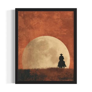 Cowboy silhouette Cowboy Poster Art Print, Living Room Wall Art Poster, Original Painting Artwork Decor
