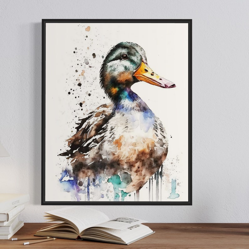 Duck Watercolor Art Print, Duck Painting Wall Art Decor, Original Artwork by Artist image 4