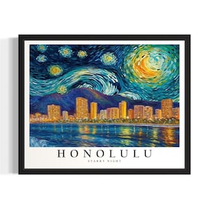 Hawaii Honolulu States Art Print, woonkamer muurkunstposter, origineel schilderij artwork decor