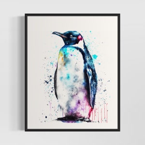 Penguin Watercolor Art Print, Penguin Painting Wall Art Poster, Original Artwork  by Artist
