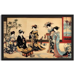 Geisha House Japanese Poster Art Print, Living Room Wall Art Poster, Original Painting Artwork Decor