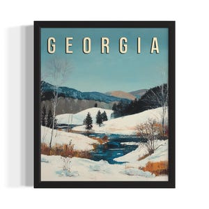 Georgia Winter States Art Print, Living Room Wall Art Poster, Original Painting Artwork Decor