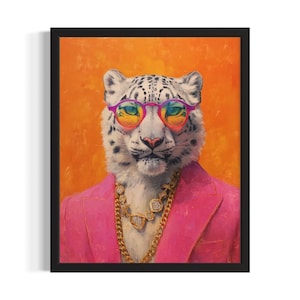 Snow Leopard Animal Poster Art Print, Living Room Wall Art Poster, Original Painting Artwork Decor