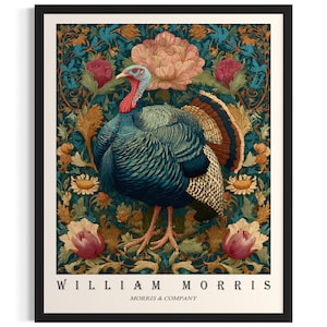 Turkey William Morris Animal Poster Art Print, Living Room Wall Art Poster, Original Painting Artwork Decor