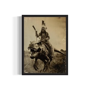 Dinosaurier Native American Poster Art Print, Vintage Gothic Wand Kunst Malerei Dekor Foto
