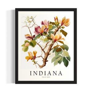 Indiana Tree State Park States Art Print, Living Room Wall Art Poster, Original Painting Artwork Decor