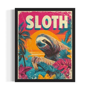 Sloth Pop Art Animal Poster Art Print, Living Room Wall Art Poster, Original Painting Artwork Decor