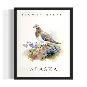 Alaksa Bird States Art Print, Living Room Wall Art Poster, Original Painting Artwork Decor