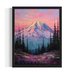 Washington Mount Rainier States Poster Art Print, Living Room Wall Art Poster, Original Painting Artwork Decor