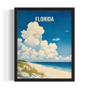 Florida Beach States Art Print, Living Room Wall Art Poster, Original Painting Artwork Decor