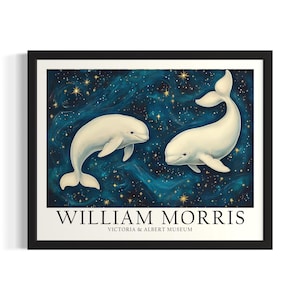 Beluga William Morris Sea Creatures Poster Art Print, Wohnzimmer Wand Kunst Poster Originale Malerei Kunst