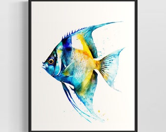 Angelfish Watercolor Art Print Angelfish Painting Wall Art - Etsy