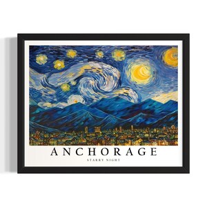 Alaska Anchorage States Art Print, Living Room Wall Art Poster, Original Painting Artwork Decor