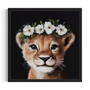 Lion Nursery Animal Poster Art Print, Living Room Wall Art Poster, Original Painting Artwork Decor