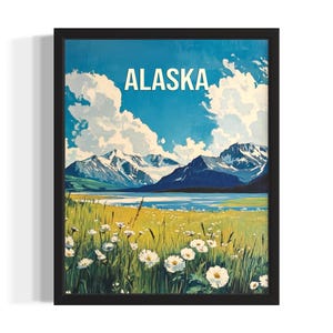Alaska Tundra States Art Print, Living Room Wall Art Poster, Original Painting Artwork Decor