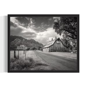 Hawaii vintage zwart-wit staten kunstafdruk, woonkamer muurkunstposter, origineel schilderij artwork decor