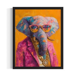 Elephant Animal Poster Art Print, Living Room Wall Art Poster, Original Painting Artwork Decor