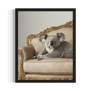 Koala Animal Sofa Living Room Poster Art Print, Living Room Wall Art Poster, Original Painting Artwork Decor