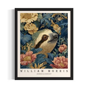 Sloth William Morris Animal Poster Art Print, Living Room Wall Art Poster, Original Painting Artwork Decor