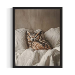 Owl Bird Bedroom Poster Art Print, Bedroom Wall Art Poster, Original Painting Artwork Decor