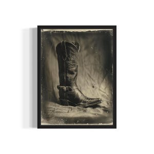 Leather Boot Poster Art Print, Vintage Gothic Wall Art Painting Decor Photo